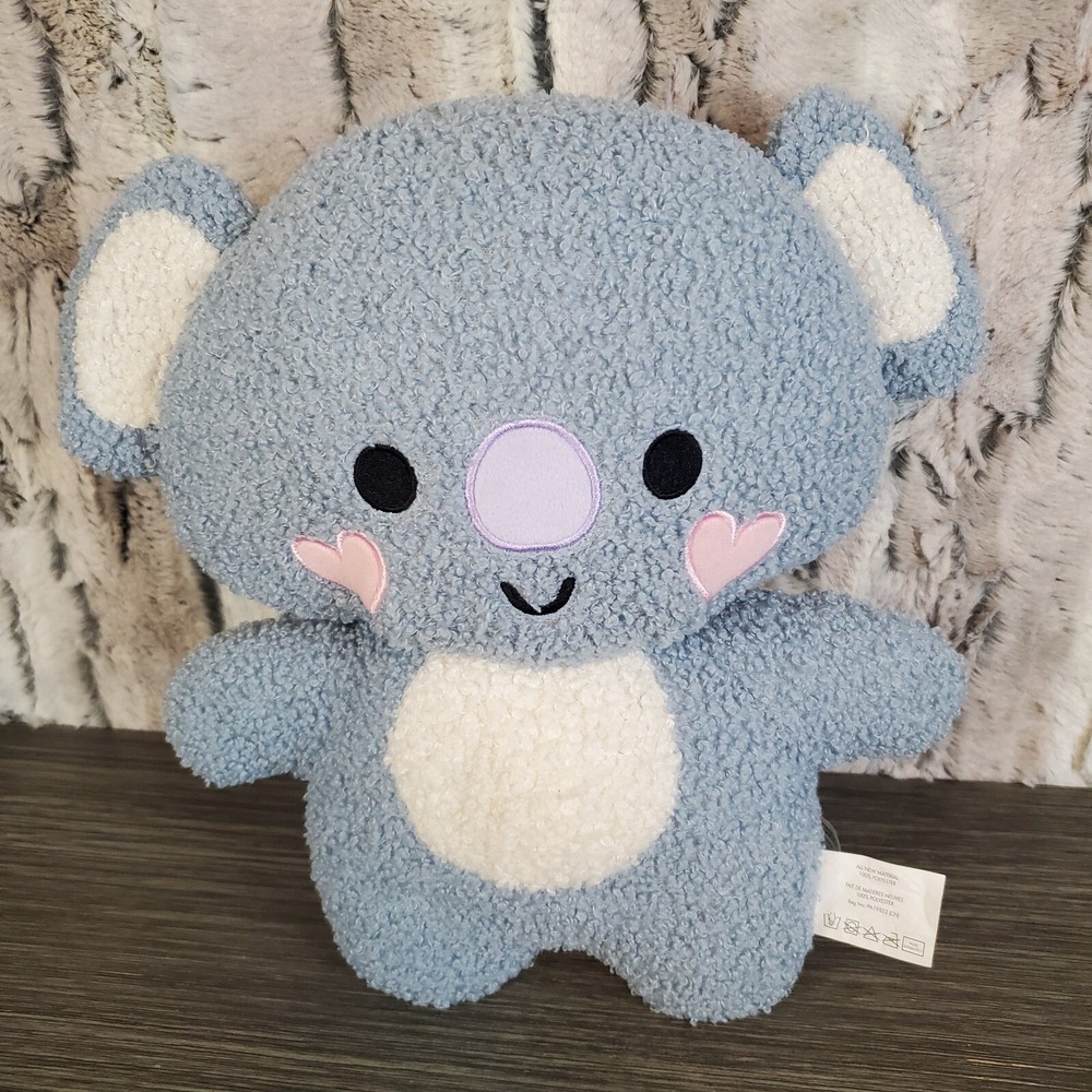 Homegoods Curly Sherpa Blue Panda  Plush Teddy Bear W/Stash‎ Pocket 11" Hearts